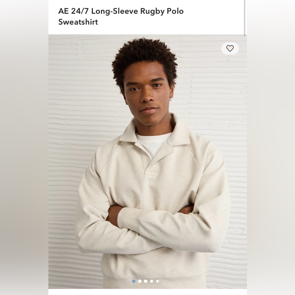 American Eagle Outfitters Cream Long-Sleeve Polo Sweater